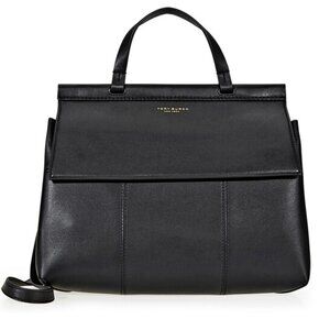 Tory Burch Block-T Leather Satchel- Black (pre-owned)